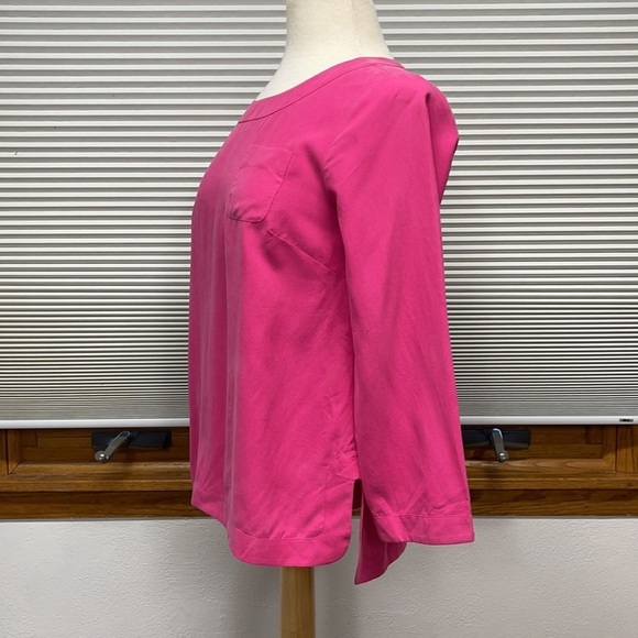 J. Crew NWT Pink 100% Silk Pocket blouse Size 2 - Picture 7 of 10